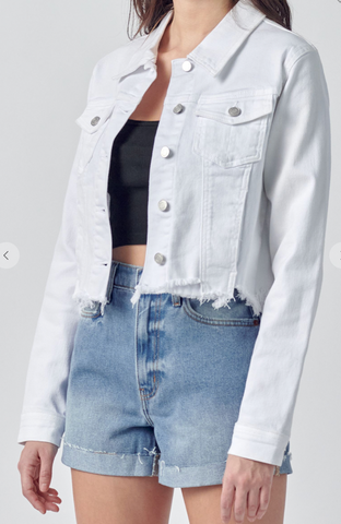 EM12003 WHITE CROP JACKET