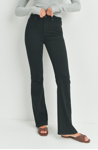 HIGH RISE SUPER STRETCH BLACK CLASSIC FLARED JEAN