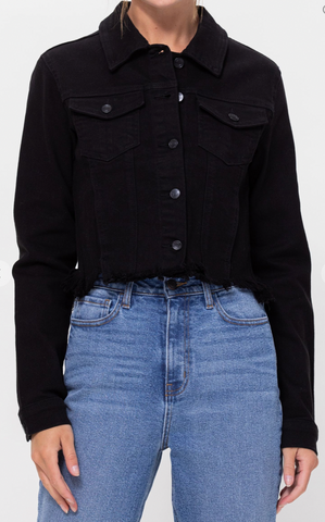 EM12003 BLACK CROP JACKET