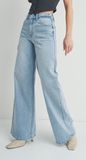 HIGH RISE PALAZZO PANT IN LIGHT WASH