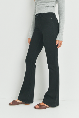 HIGH RISE SUPER STRETCH BLACK CLASSIC FLARED JEAN