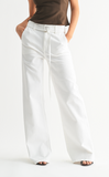 SELF DENIM BELTED WIDE LEG
