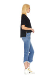 EM1078 Indigo Asymetrical Crop Kick  - Etienne Marcel Denim