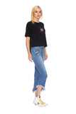 EM1078 Indigo Asymetrical Crop Kick  - Etienne Marcel Denim