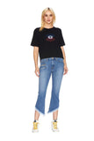 EM1078 Indigo Asymetrical Crop Kick  - Etienne Marcel Denim