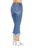 EM1078 Indigo Asymetrical Crop Kick  - Etienne Marcel Denim