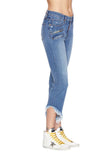 EM1078 Indigo Asymetrical Crop Kick  - Etienne Marcel Denim