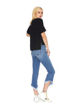 EM1078 Indigo Asymetrical Crop Kick  - Etienne Marcel Denim