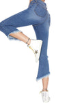 EM1078 Indigo Asymetrical Crop Kick  - Etienne Marcel Denim